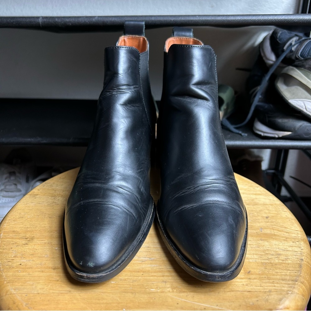Everlane The Heels Black Leather Pointed Ankle Boots View 2